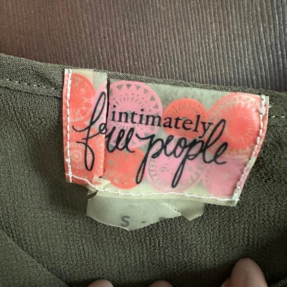 FREE PEOPLE | Intimately Sheer Olive Green Slip Dress with Fringe Trim | Small - Picture 3 of 4